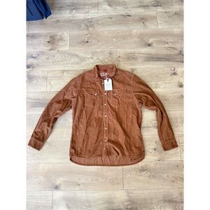 IRON & RESIN NWT XL Corduroy Ojai Shirt Rust Cotton Button Pearl Snap Shirt